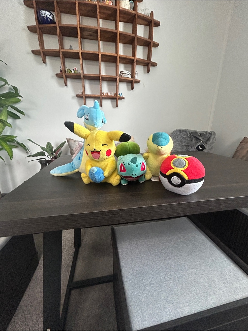 TOMY Pokemon Plush Lot 5 Pikachu Bulbasaur Cyndaquil Lapras Repeat Ball